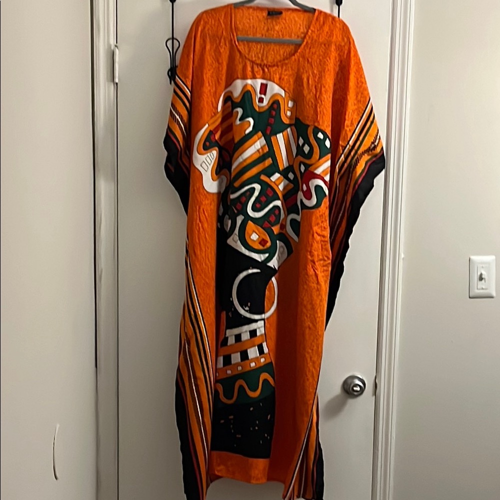 Vibrant Orange Kaftan Dress